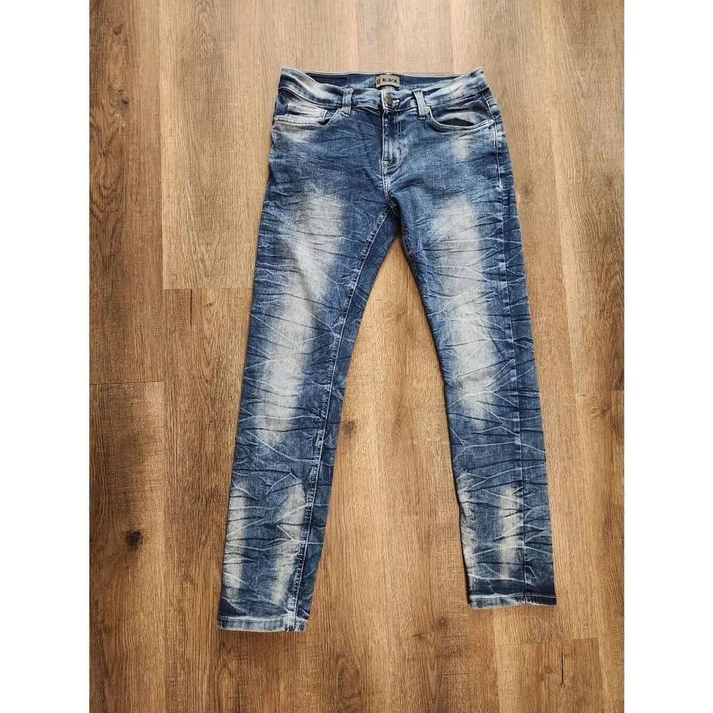 Buckle Black BKE 'Skinny Flex' men's 30x29.5* measured Acid wash whiskered dark